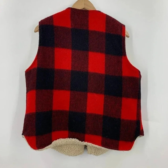 Woolrich Men's Vintage Fleece Lined Wool Buffalo Plaid Snap Vest Size L - Picture 2 of 10